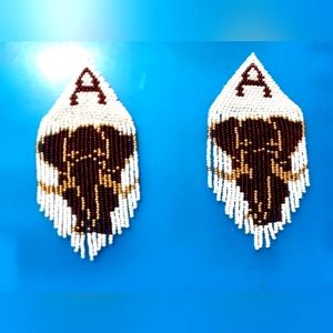 Hand crafted seed bead Alabama college football Native American style earrings